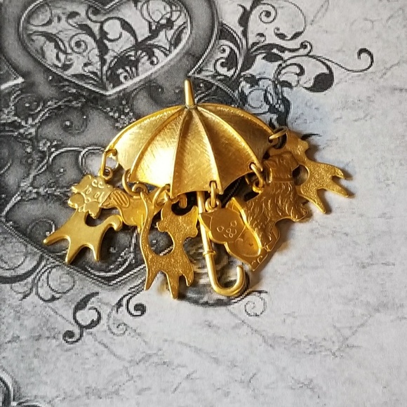 💚Amazing💜 VTG Umbrella Brooch - Picture 2 of 7